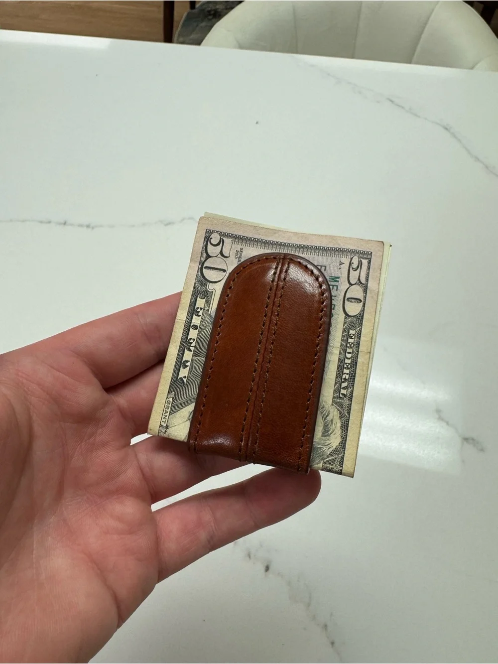 Bosca Brown Leather Money Clip